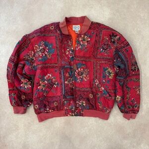 Vintage Silk Floral Bomber Jacket • IOIO Design • size medium